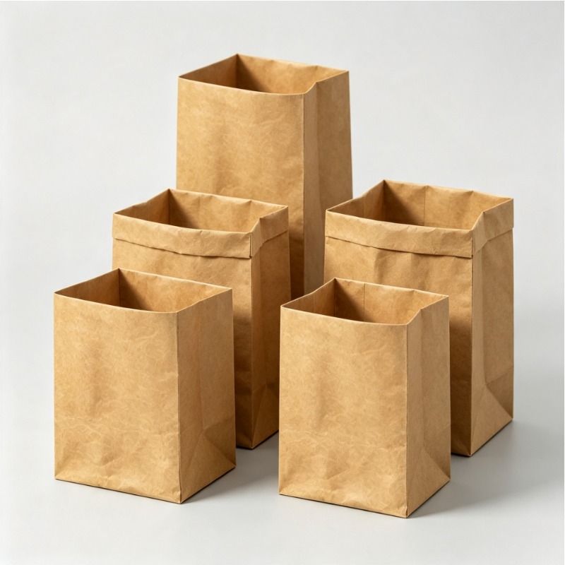 Food Grocery Snacks - ถุงกระดาษคราฟท์แบบล้างทำความสะอาดได้ 3 ชิ้น/แพ็ค, ถุงเก็บอาหารแบบพกพาอเนกประสงค์ กันน้ำ ล้างทำความสะอาดได้