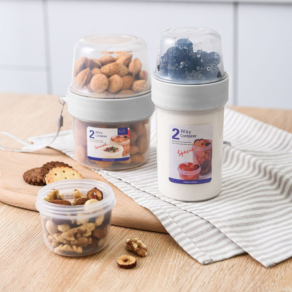 Baby Food Snacks Yogurt - กล่องเก็บอาหารแบบพกพาสองชั้น ปิดสนิทสำหรับโยเกิร์ต สลัด ผลไม้ ขนมเด็ก อาหารเตรียมพร้อม