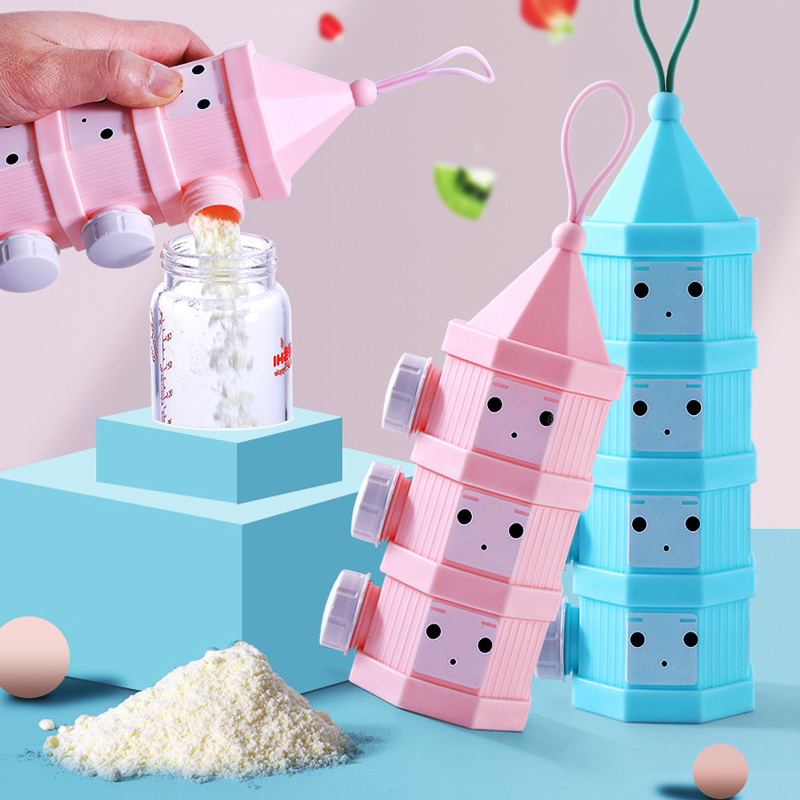 Food Snacks For Kids - 3/4ชั้นอาหารเด็กแบบพกพาเด็กขนมขบเคี้ยวกล่องด้านข้างเปิดน่ารักทารกนมผงเด็กกล่องเก็บธัญพืช