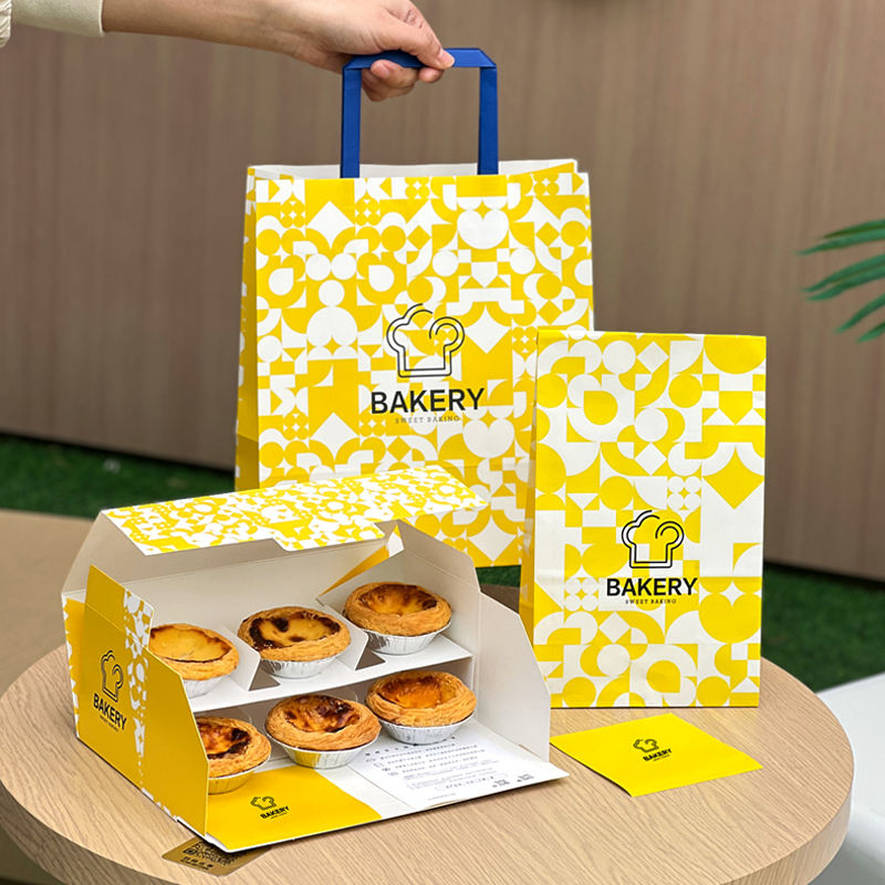 Logo Food Snack - กล่องกระดาษใส่อาหารพิมพ์ลายตามสั่ง 6 ช่อง สำหรับใส่ทาร์ตไข่ พัฟเค้ก โดนัท