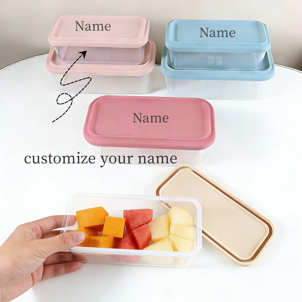 Food Snacks Name - กล่องเก็บอาหารซิลิโคนขนาด 500 มล. 900 มล. ฝาปิดซิลิโคนพร้อมสลักชื่อ