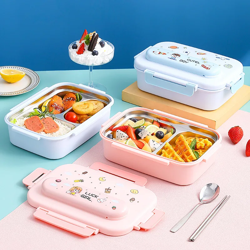 304 สแตนเลสเด็กกล่องอาหารกลางว - Food Snacks For Kids บทวิจารณ์และราคา