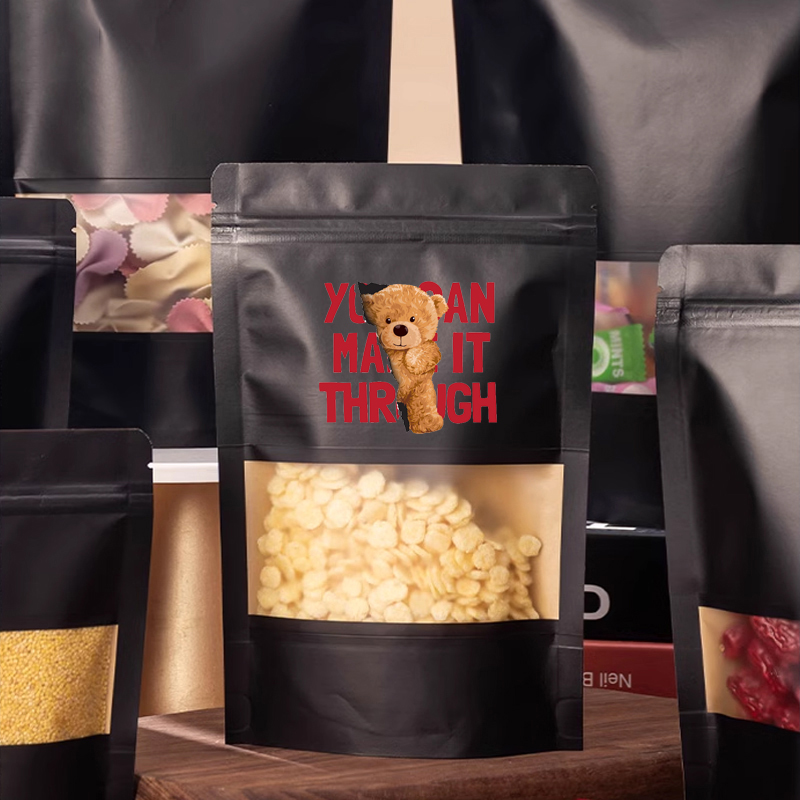 ถุงกระดาษคราฟท์สีดำแบบตั้งได้พ - Logo Food Snack บทวิจารณ์และราคา